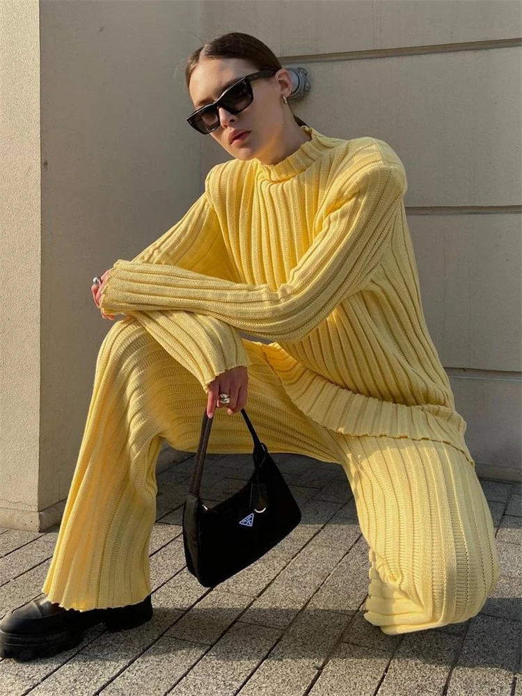 Женский трикотажный костюм в рубчик Tossy свитер с длинным рукавом и брюки комплект