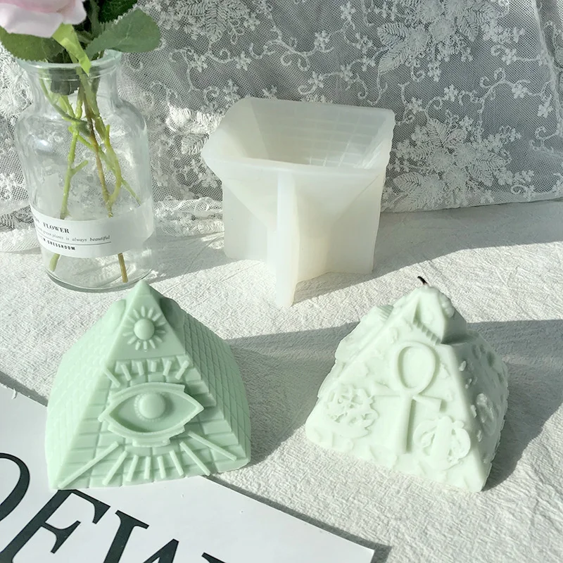 

DIY Candle Pyramid Silicon Mold Psychic Eye Resin Mold 3D Three-dimensional Pyramid Cake Baking Mold