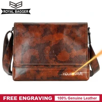 royal bagger military style messenger bag for men genuine cow leather male camouflage shoulder sling bags cool man retro fashion
