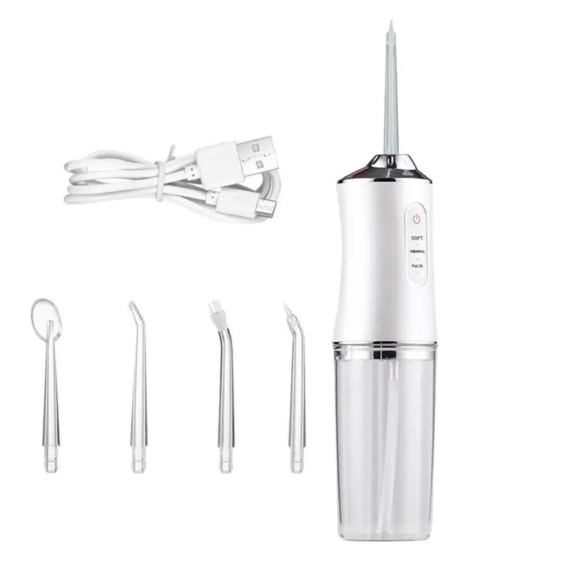 

Oral Irrigator Portable Electric Water Flosser Water Jet Tools Pick Cleaning Teeth Mouth Washing Machine 200ML 4 Nozzles