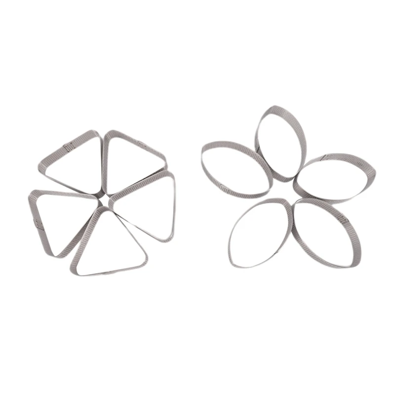 

10 Pcs Boat Shape & Triple-Cornered Stainless Steel Tart Ring Tower Cake Mould Baking Tools Perforated Cake Mousse Ring