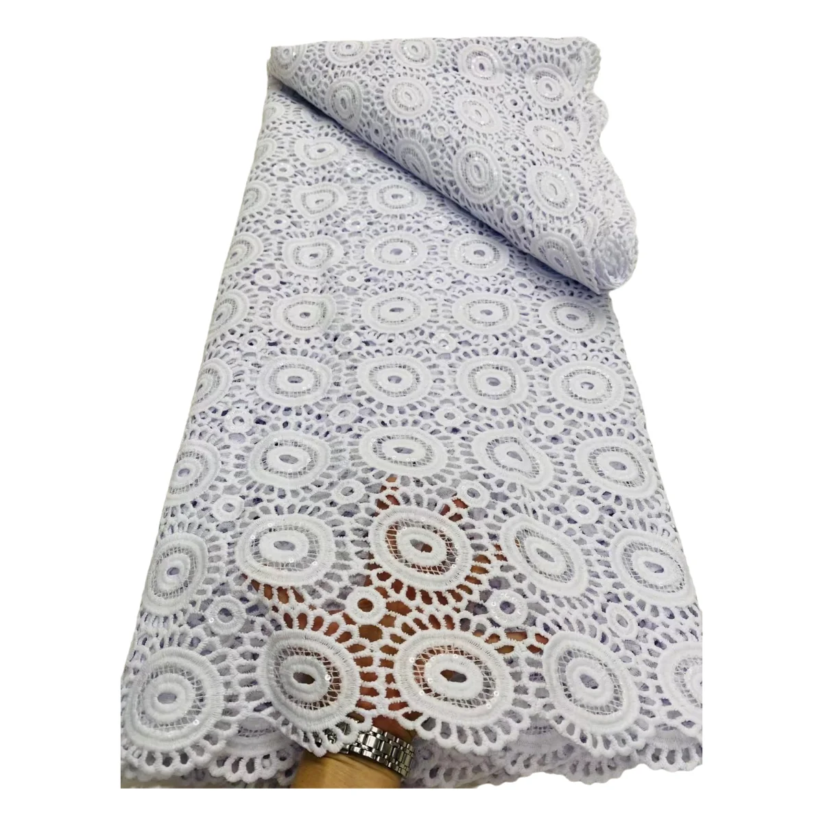 Белая свадебная гипюровая ткань с блестками ремесленный шнур кружево для