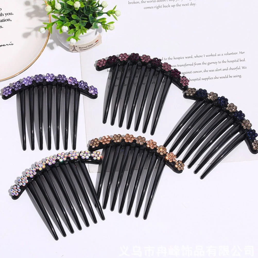 

Comb Clip Hair Side Vintage Bridal Stretch Combs Decorative Mini Snap Ponytail Style Elastic Bun Clamp