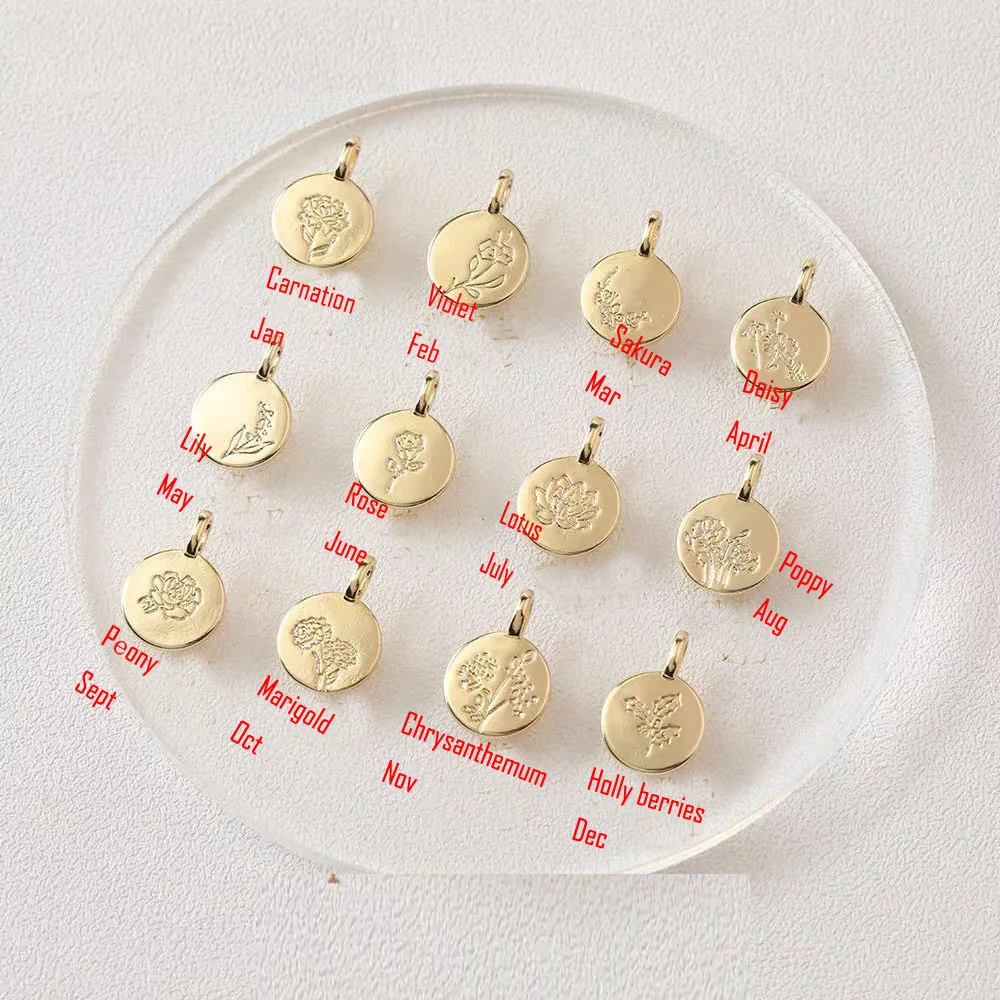 

Eruifa Hot Sell 20pcs 12Month Flowers Women's Zinc Alloy Charms Wholesales Girl's Necklace,Earring Bracelet Jewelry DIY Handmade