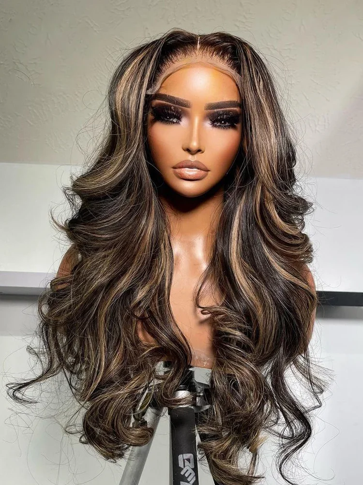 Блестящие светлые мягкие 28-дюймовые волнистые волосы на шелковой основе 5x5