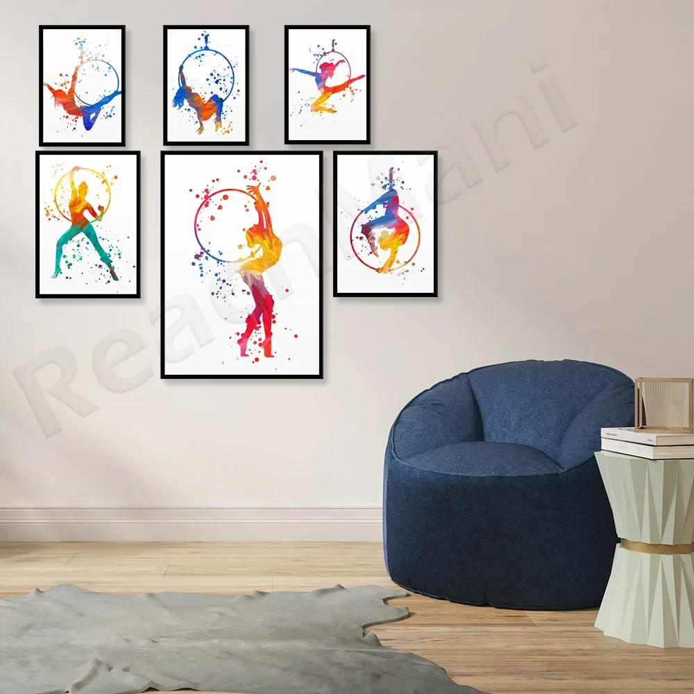 Плакат воздушной танцовщицы цирковая танцовщица ритмическая гимнастика обруч