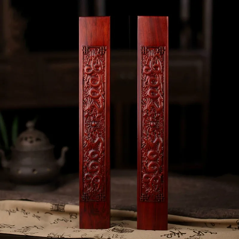 Wooden Paperweight Chinese Calligraphy Special Paperweights Classical Carving Crafts Red Rosewood Paper Weight Stationery Supply enlarge