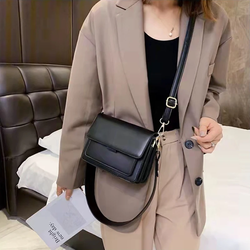 Fashion Women Square Crossbody Bag Solid Color Single-shoulder Bags Casual Female Messenger Handbag Lady Adjustable Strap Bolsos