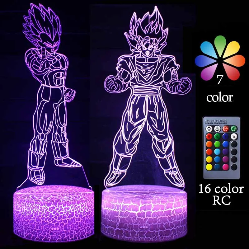 Dragon Ball 3D Lamp Acrylic Son Goku Anime Figures USB LED Night Lights Bedroom Decorations Atmosphere Light Kids Christmas Gift