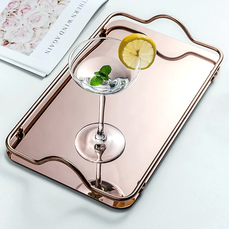 

Квадратный зеркальный поднос из нержавеющей стали в скандинавском стиле с ручками, поднос для сервировки кофе