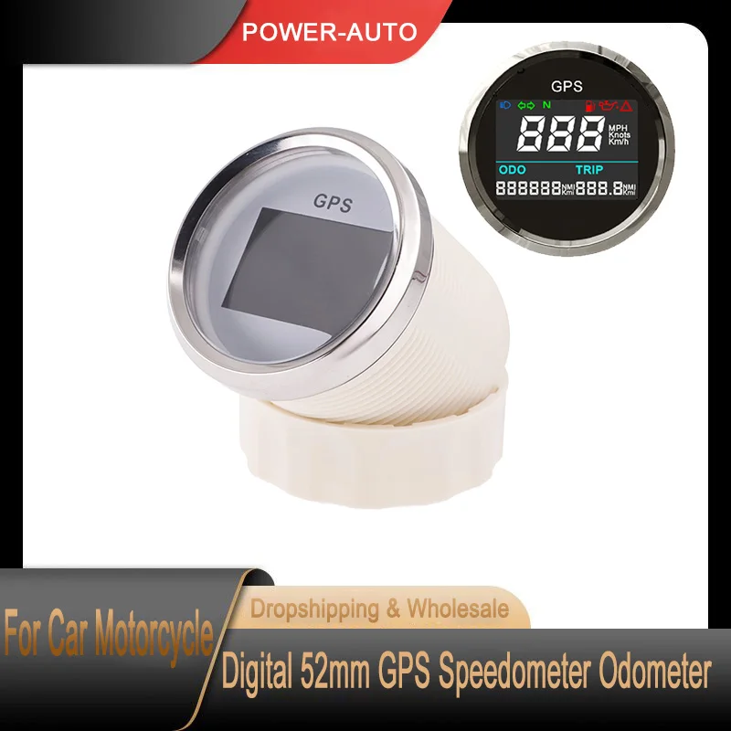 

Digital 52mm GPS Speedometer Odometer 316 Stainless Steel Adjustable Speed Gauge 0~999 Mph Knots Km/h Motorcycle Waterproof