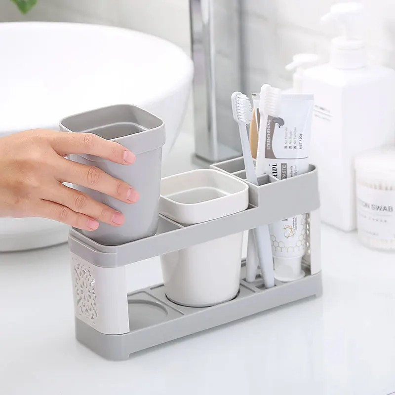 

New Bathroom Toothbrush Toothpaste Holder Case Electric Shaving Makeup Brush Dispenser Holder Organizer Accessories Storage