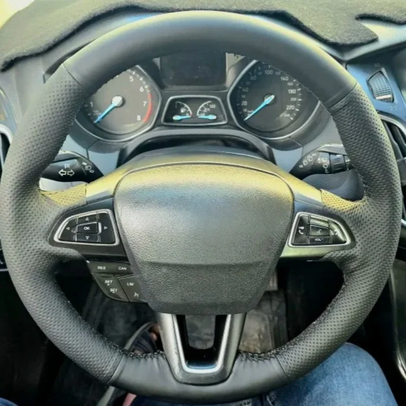 Фото Накладка на руль из кожи с противоскользящим покрытием для Ford Focus, Kuga 2015-2018, Escape 2016-2019, C-MAX, Ecosport 2018-2019, 3 шт. №1