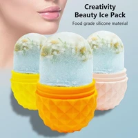 silicone ice massager puffiness relief face cooling rolling massage tool home skin care body relaxation yellow
