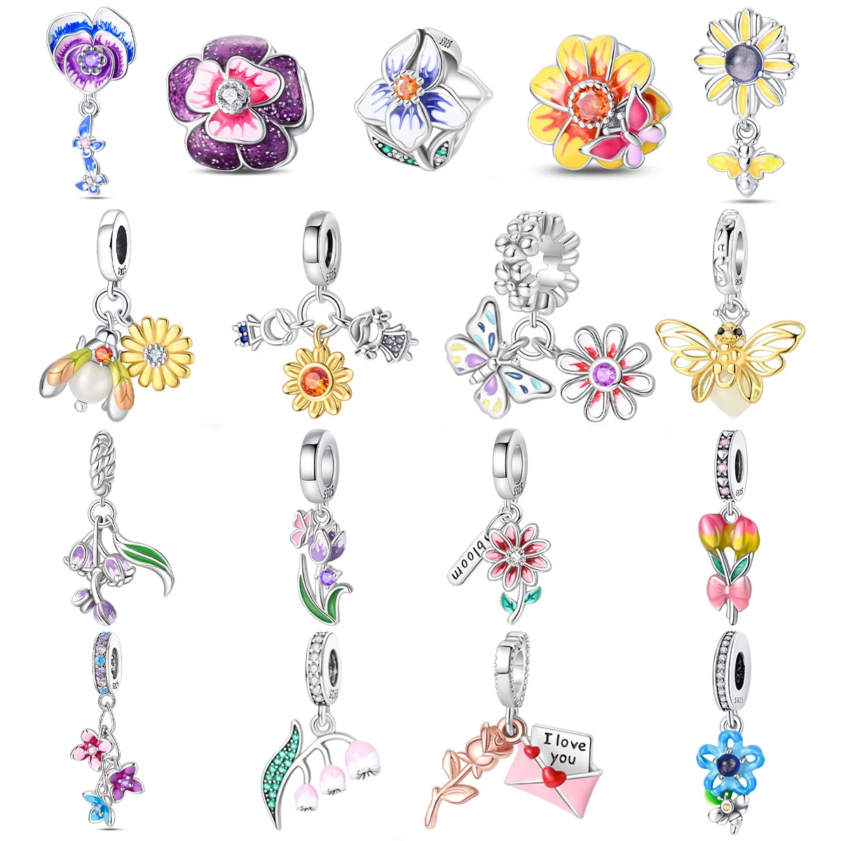 Стерлингового серебра 925 пробы цветок пчела светлячок бабочка подвески в виде