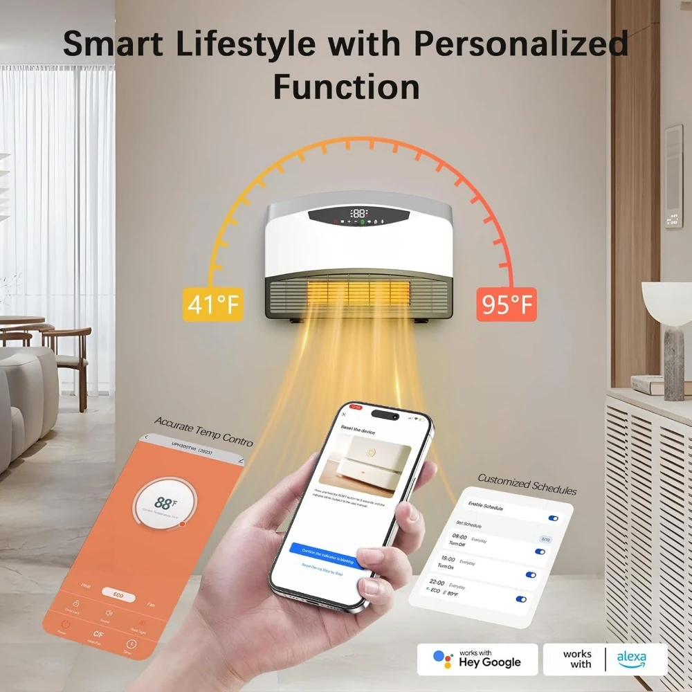 Умные настенные обогреватели 1500 Вт для внутреннего использования Обогреватель