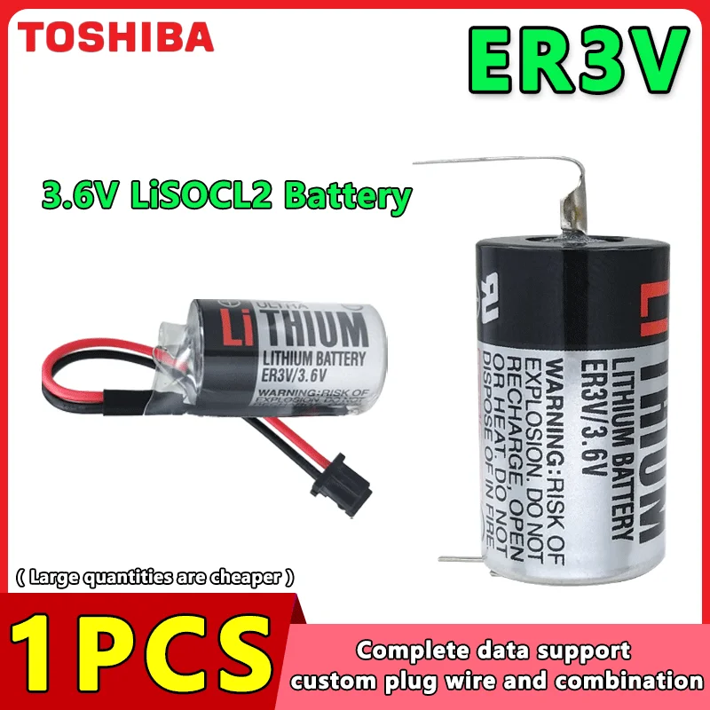 

TOSHIBA 1PCS 3.6V 1000mAh ER3V JZSP-BA01 Not-rechargeable Lithium Battery Made in Japan For Gas Detector CNC Lathe Plate PLC