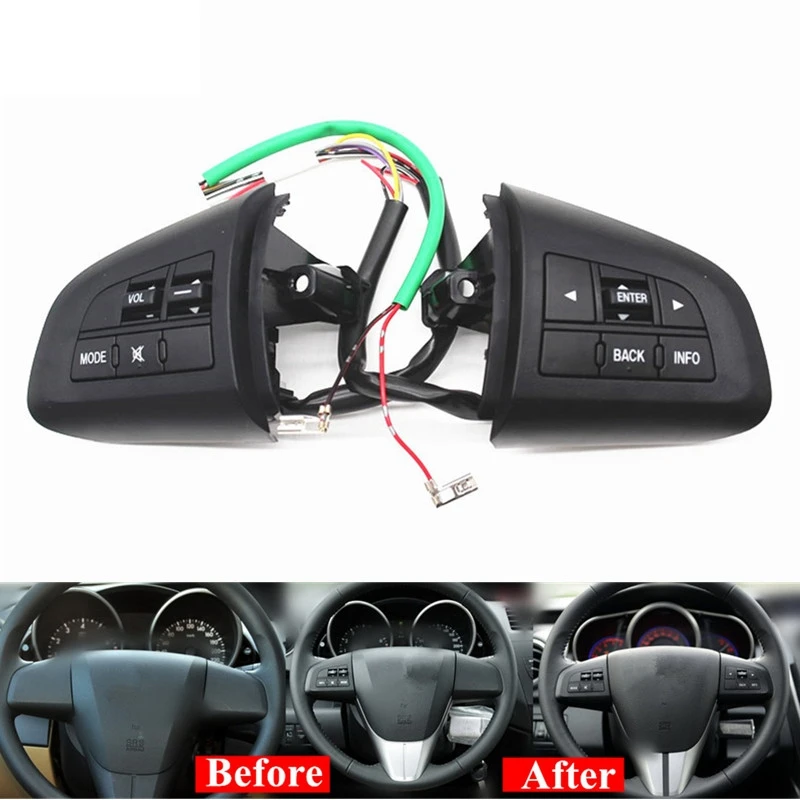 

Car Steering Wheel Button Switch Cruise Control Switch Audio Button for Mazda 3 2010 Cx-5 Cx-7
