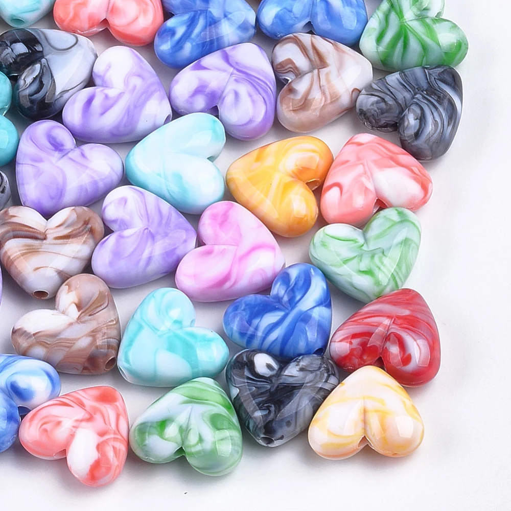 500 г акриловые бусины в форме сердца окрашенные искусственные драгоценные камни