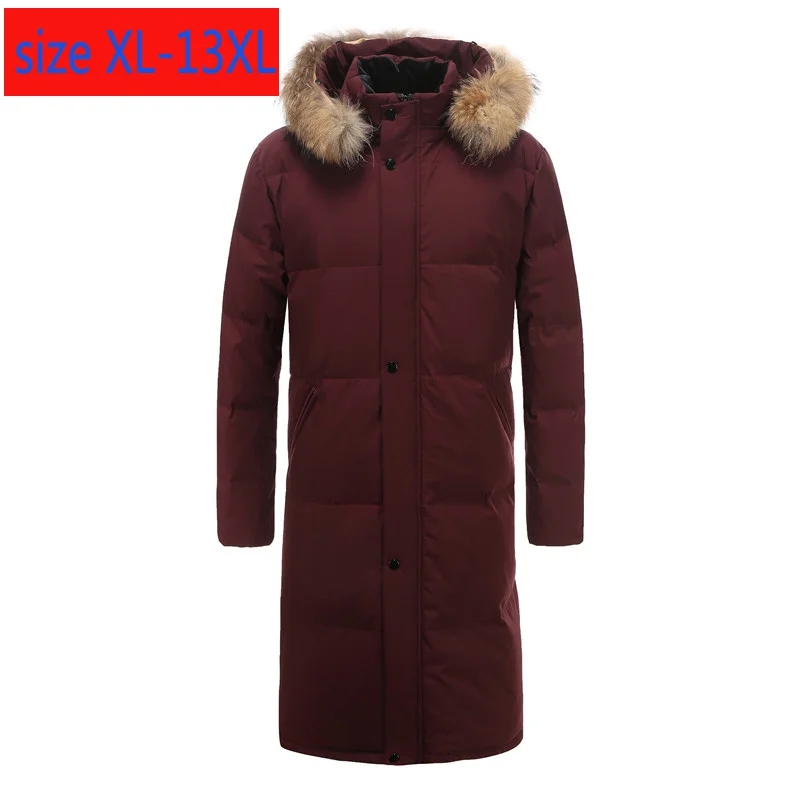 

Jacket New High Quality X-Long Down Hoodie Fur Collar Men Fashion Thick Casual super large coat plus size XL-10XL11XL12XL13XL