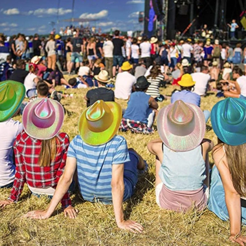 

Cowgirl Hat Ultra-flashing Cowboy Hat Aurora Neon for Music Festivals Sparkly Aurora Cowboy Hat All-match
