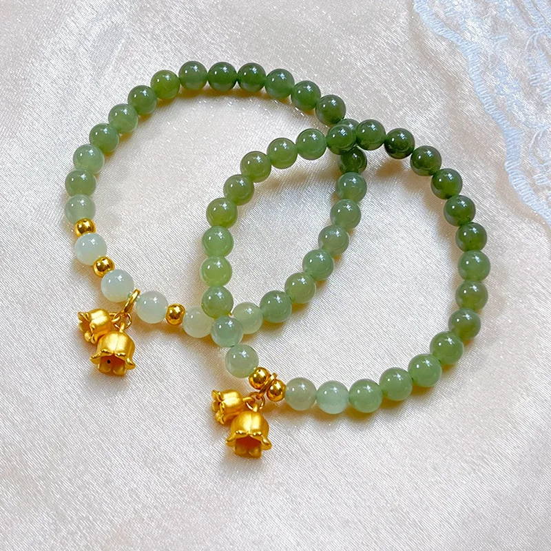 

Fashion Creative Lucky Imitation Hotan Jade Bracelet Vintage Light Luxury Handmade Jewelry Bracelet Women's Girls Jewelry Gift