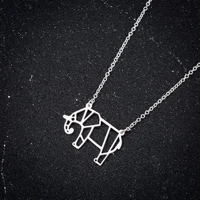 tulx cute origami elephant charm pendant necklace for women stainless steel animal jewelry african elephant necklace