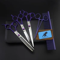 professional jp 440c 7 inch pet dog grooming scissors set cutter thinner chunker curved shears