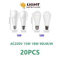 20pcs led bulb lamps a60 supplier promoter e27 b22 ac220v 240v 15w 18w high power suitable for kitchen and living room