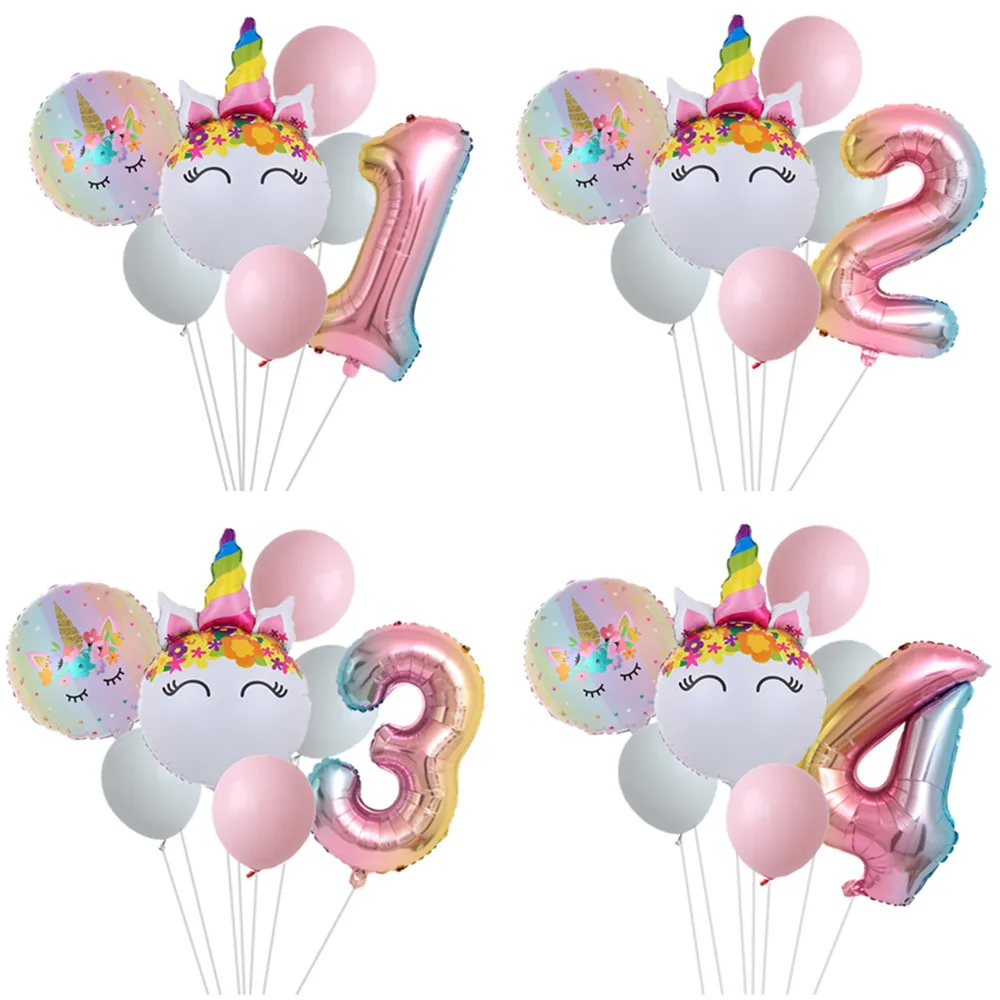 

Big Number Unicorn Balloon Foil Ballon 1st Years Birthday Party Decoration Globos Kid Unicorn Theme Party Balls Wedding Toy Gift