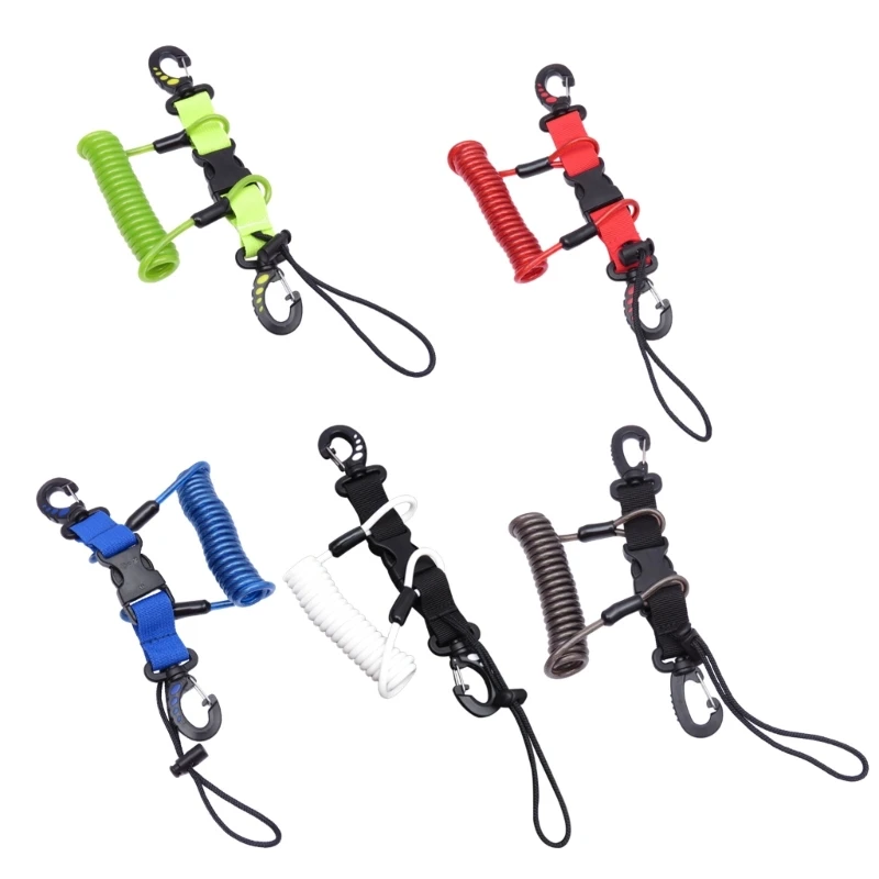 

Scubas Diving Camera Anti-Lost Lanyard Strap Coiled Loss-Proof Spring Rope with Clip Quick Release Buckle for Underwater