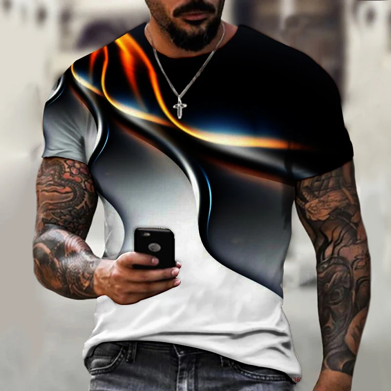 

3D Geometric Pattern Three-dimensional Men's New T-shirt Short-sleeved Summer Fashion Trend Printing O-neck Pullover Shirt