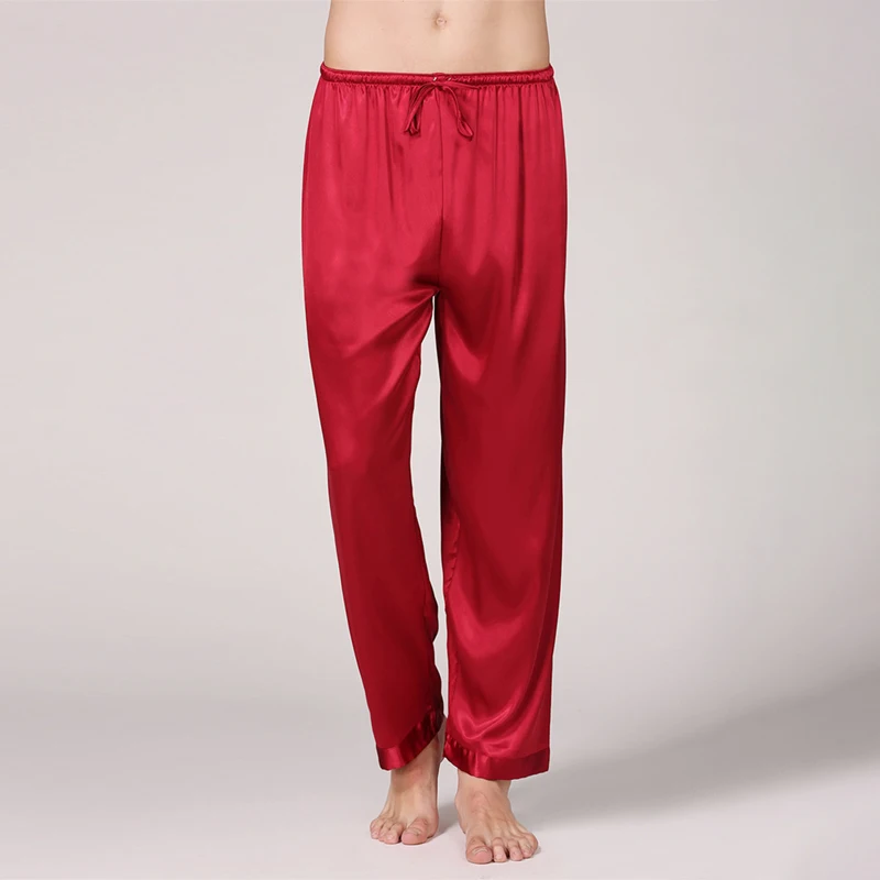 Mens Nightwear Sleepwear Pants Bath Pajamas Soft Satin Silk Long Lounge Pants Pyjamas Sleep Bottoms Homewear