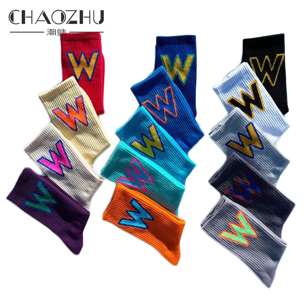 

CHAOZHU 1 Pair Women Men Unisex Casual Stretch Big W Korea Trendy Cool Fashion Socks Cotton Knitting Pressure Half Sneakers Sock