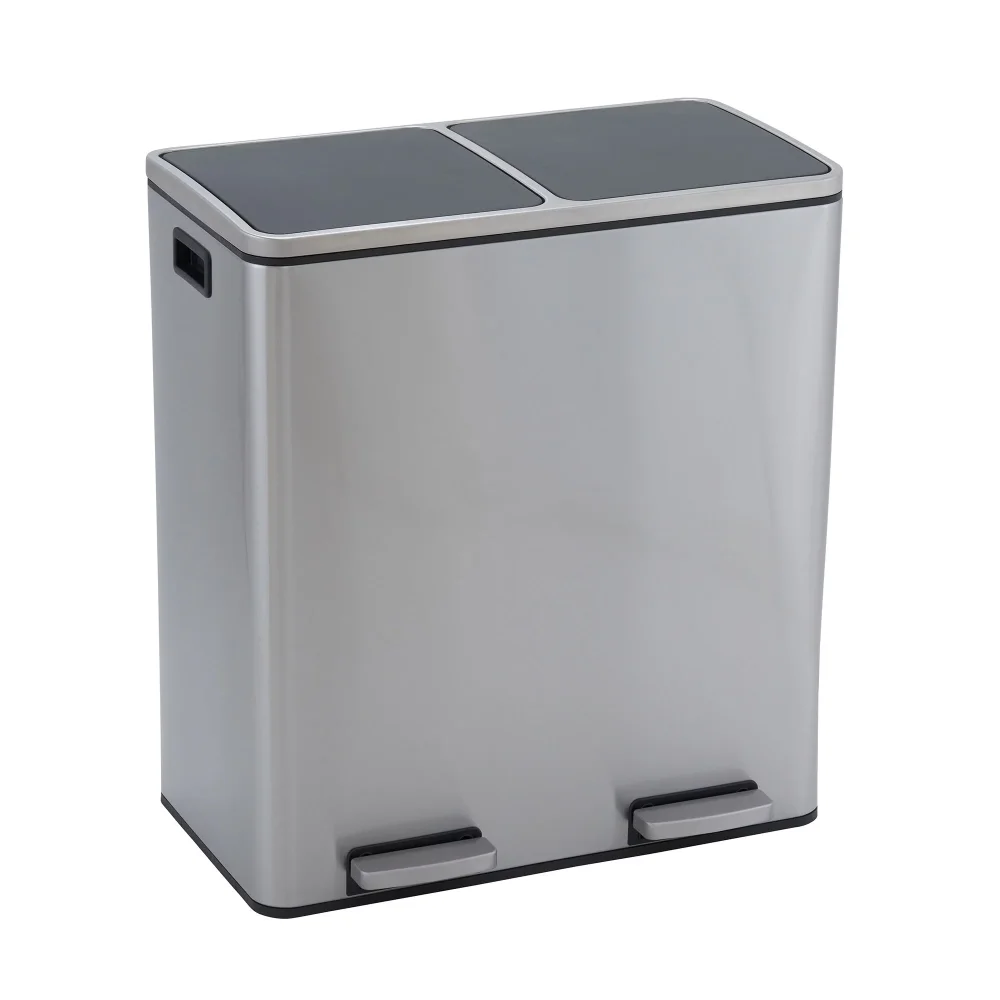 

Dual Compartments Stainless Steel Kitchen Step on Garbage Can and Recycle, 8 Gal,14.17 X 23.03 X 25.59 Inches