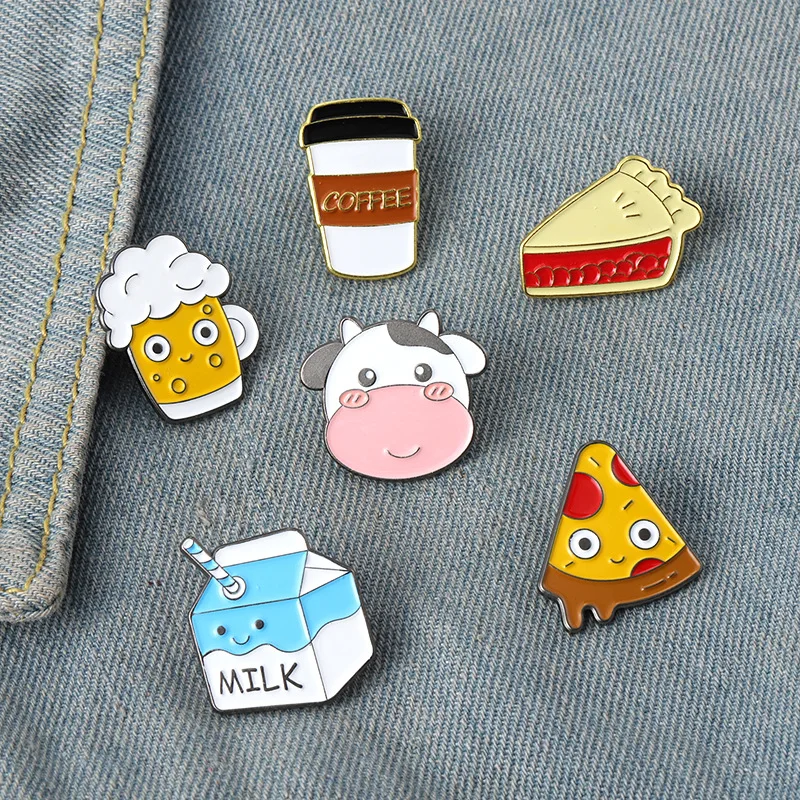 

Funny Cow Head Brooch Creative Coffee Cup Shape Brooch Cartoon Cute Milk Cup Brooch Cartoon Backpack Badge Lapel pins Wholesale