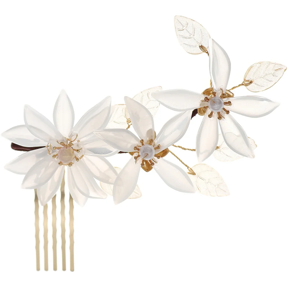 

Flower Bridal Comb Hair Barrette Pearl Wedding Head Piece Bride Hair Accessory