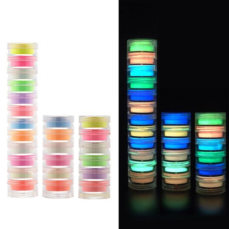 

Fluorescent Glitter Powder Neon Phosphor Ultrafine Luminous Pigment 3D Nail Art Glow Shining DIY Crafts Decor