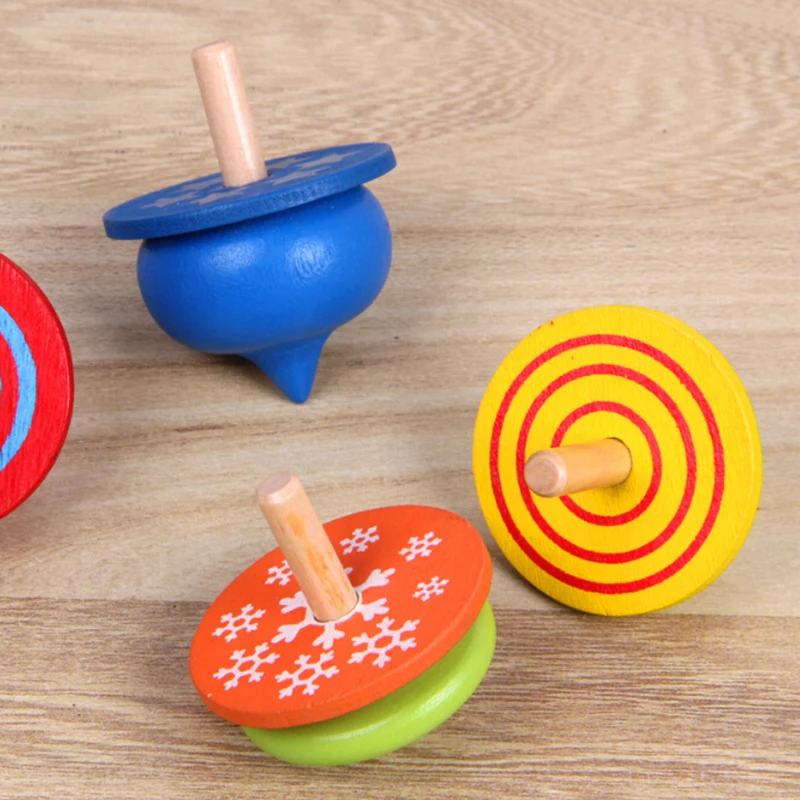 

4Pcs/Lot Wooden Toy Colorful Spinning Top Montessori Classic Toys Spinning Top Educational Birthday Gift