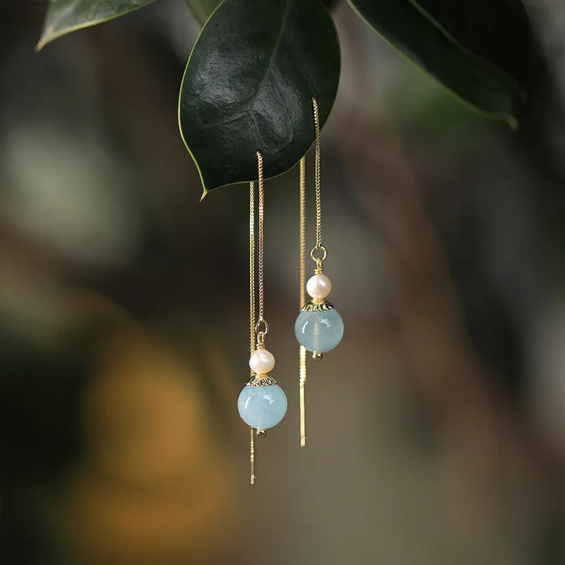 

Natural Hetian Jade Stud Earrings for Women Ear Jewelry Accessories Natural Freshwater Pearl Crystal Agate Trendy Ear Clip Hook