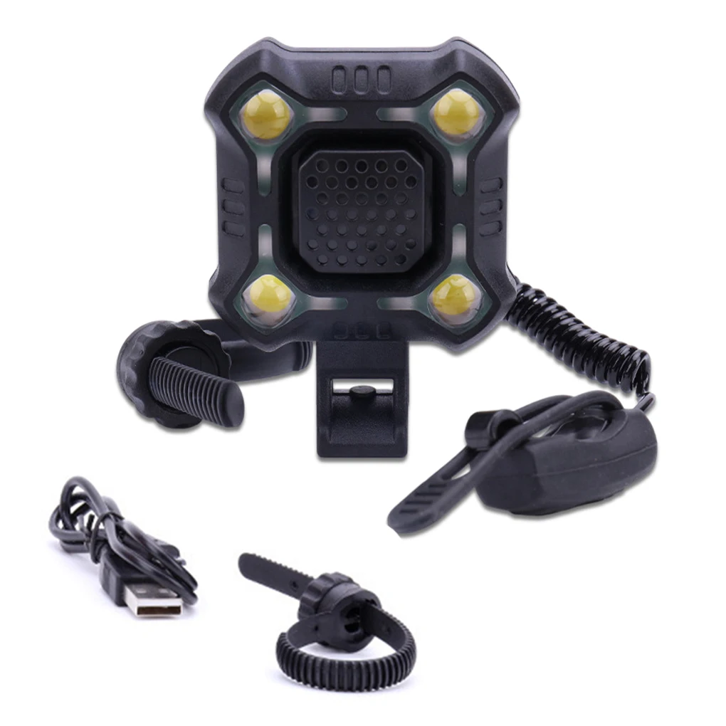 

140 dB Bike Bell 4 Lamp Cycling Light 1200mAh Electric Horn Waterproof USB Charging Loud Alarm Security Bicycle Bell