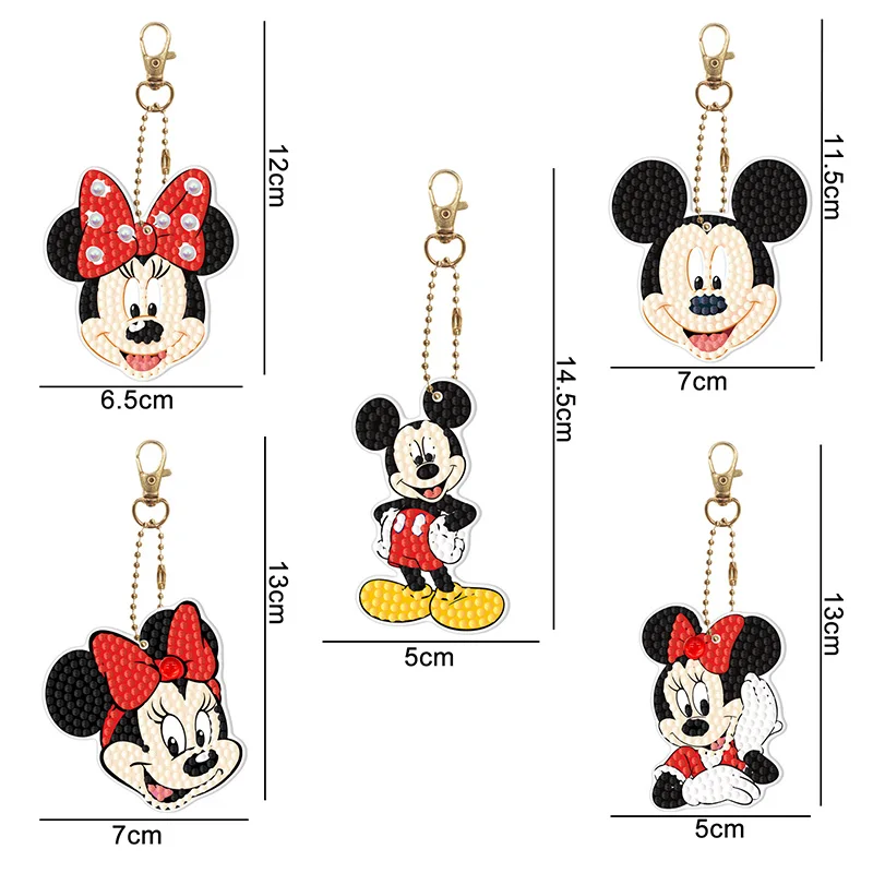 Disney 5D Diamond Painting Keychain Special Rhinestone Cartoon Mickey Minnie Mouse Embroidery DIY Craft Key Chain Accessories 2