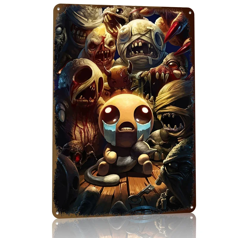 Фото Металлический 3D-постер с текстурой «The Binding of Isaac Surrounded By Monsters», персонализированный, винтажный, для декора ванной комнаты №3