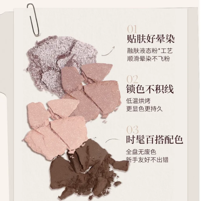 Фото Палитра теней для век JOOCYEE 4 Shades Eyeshadow Palette Mini Quad 4.3g, стойкая, для красивого макияжа глаз, содержит тени для век, косметическое средство. №2