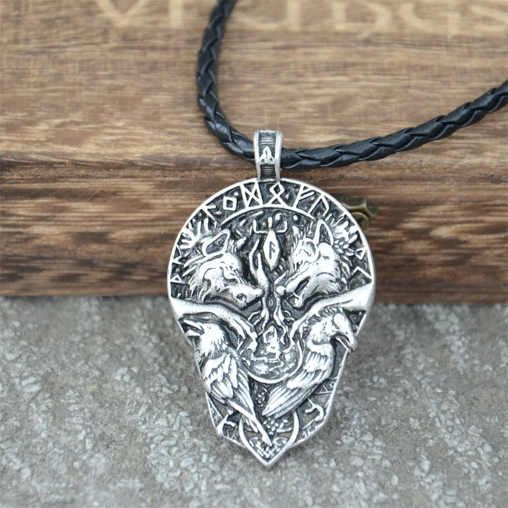 

Viking Fenrir Odin Raven And Wolf Amulet Tree Of Life Necklace Scandinavian Runes Vegvisir Vikings Accessories Jewelry