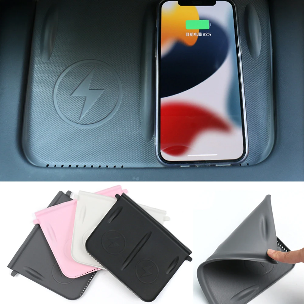 

New Wireless Charging Silicone Pad For Tesla Model 3 Y Anti-Slip Protective Mat Center Console Wireless Charger Dashboard ModelY