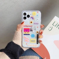 jamular cute cartoon label clear case for iphone xr x xs max 11pro 12 7 8plus 13 funny letter smile face phone cover soft fundas