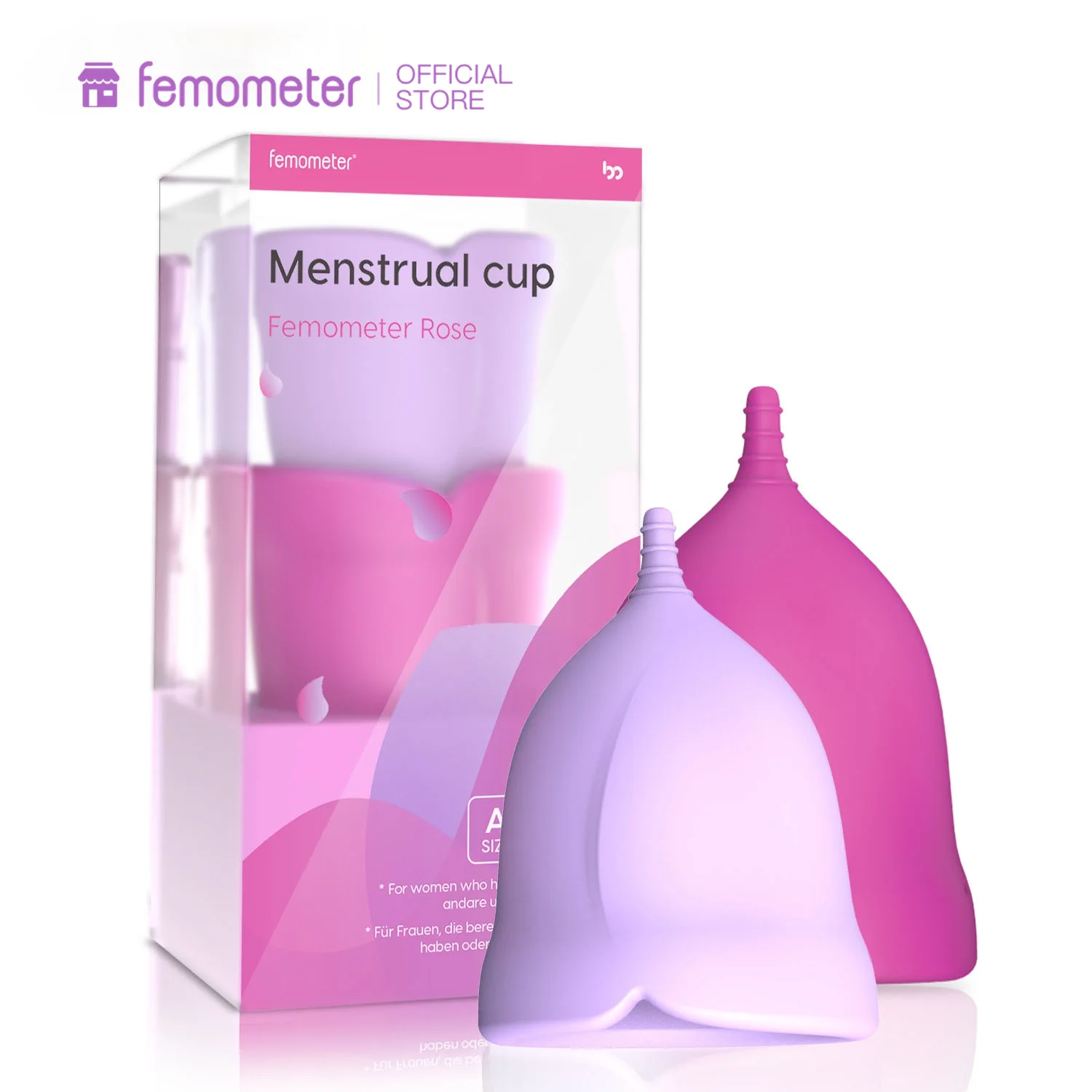 2Pcs/Set Femometer Women Silicone Menstrual Cup Feminine Hygiene Grade Collector Reusable Soft Period Bowl Copa Coletor