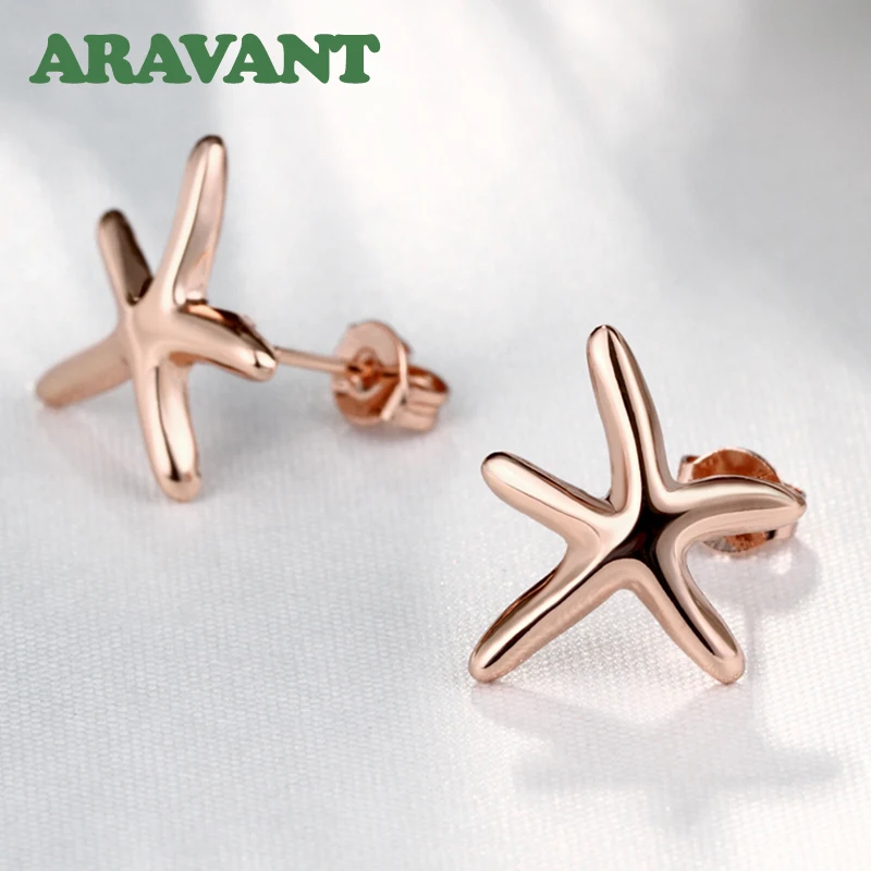 

925 Silver Rose Gold Star Earrings For Women Fashion Jewelry