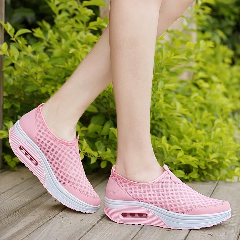 2023 New Summer Korean Air Cushion Mesh Comfortable Women Shoes Breathable  Sports Walking Sneakers Casual Flat Ladies Shoes
